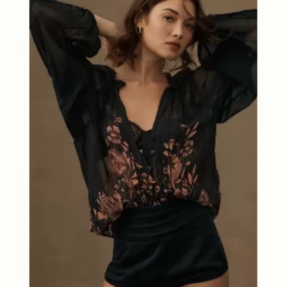 Anthropologie Exclusive Florence Balducci Sheer Pintuck Blouse